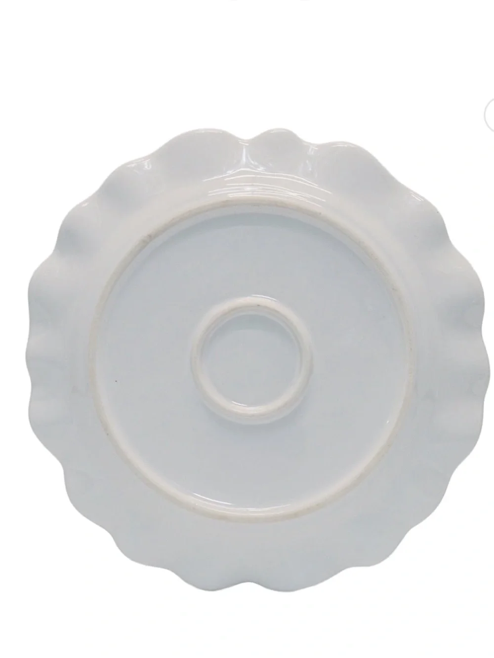 Floral Ruffled-Edged Stoneware Plates, Blue & White, 8.5 , 4 Count, Texas House